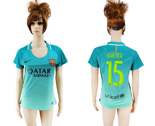 Women's Barcelona #15 Bartra Sec Away Soccer Club Jersey - Click Image to Close